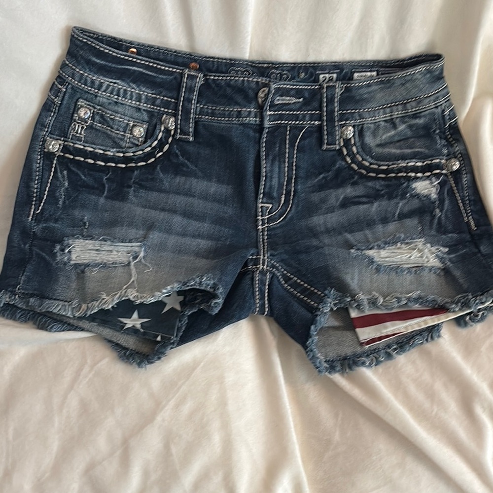 Miss Me Blue Jean Shorts Distressed Cut-Off